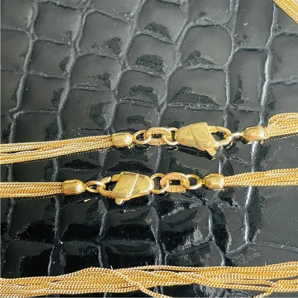 Solid 18k Gold Multi Strand Layering Chain Neckla… - image 6